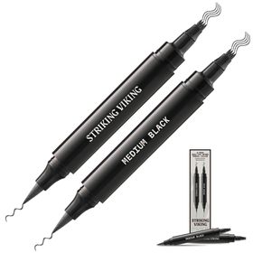 Striking Viking Stylo pour remplissage de barbe - Double embout (pack de 2) - Noir moyen