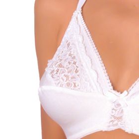 MYSANITY® Soutien-gorge d’allaitement en coton avec dentelle, bonnet D, blanc