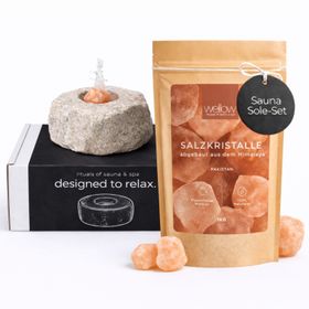 Wellow Sole-Set saunaset zoutkristallen + speciale saunasteen stoomsteen