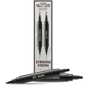 Striking Viking Stylo pour remplissage de barbe - Double embout (pack de 2) - Noir intense