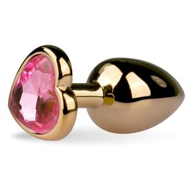 Easytoys - plug anal en métal doré avec pierre décorative en forme de cœur - moyen