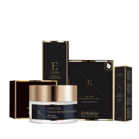ErthSkin London Sérum Élixir, Crème Nuit, Contour Yeux & Patch 24K Or Anti-Rides