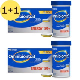 Omnibionta 3 Energy 50+ | Multivitaminen met vitamines B12, vitamine C, zink & ijzer | 3 maanden | 1+1 GRATIS