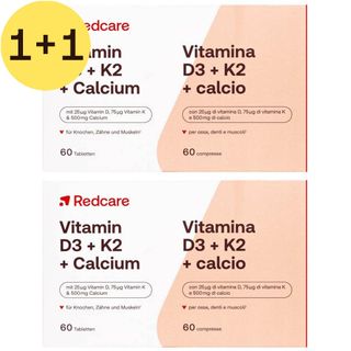 Redcare Vitamine D3 + K2 + Calcium | 1+1 GRATUIT