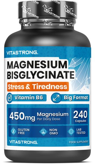 Vitastrong Bisglycinate de Magnésium 3.750 mg + 240 Gélules – Énergie & Muscles