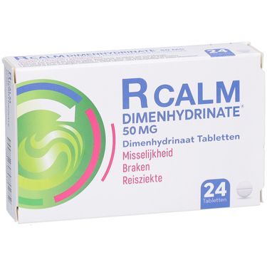 R Calm Dimenhydrinate® 50 mg | Nausées et vomissements 24 pc(s) - Farmaline