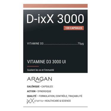ixX Pharma D-ixX 3000 | Vitamine D3 3000 UI | 75µG | Immunité | Os 120 ...