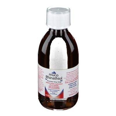 Muco Rhinathiol 5% | Sirop Toux Grasse | Sans Sucre 250 ml - Farmaline