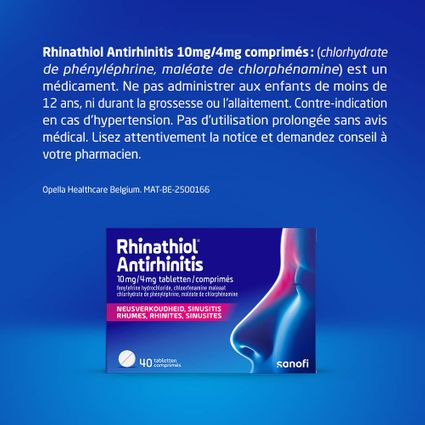 Rhinathiol Antirhinitis 10mg/4mg | Comprimés | Rhumes, Rhinites ...