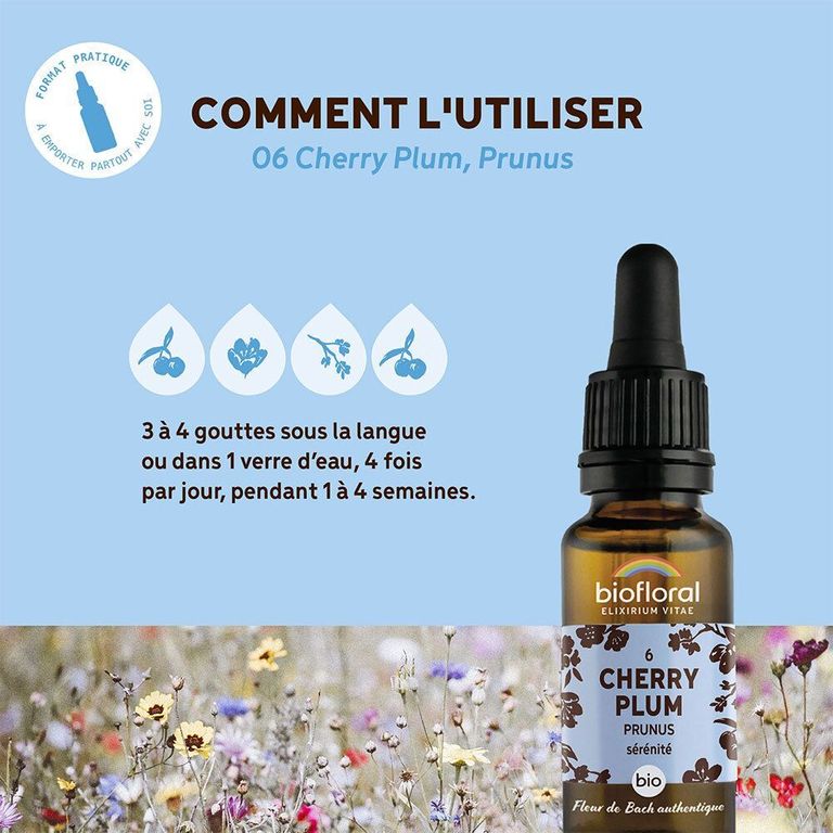 BIOFLORAL 06 - Cherry Plum - Prunus - 20 ml 2x20 ml - Farmaline