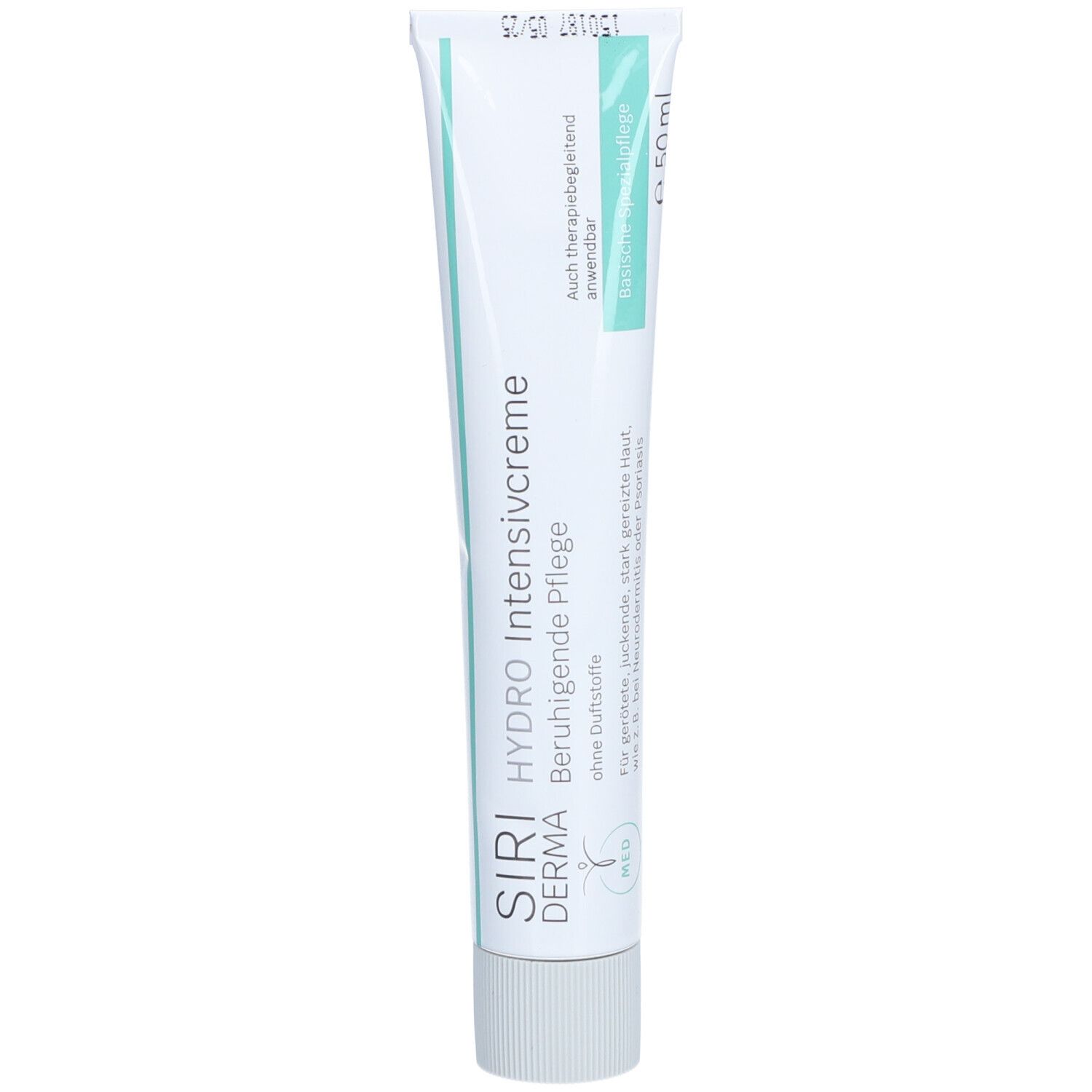 Tube SIRIDERMA HYDRO Intensivcreme, 50ml, soin apaisant sans parfum.