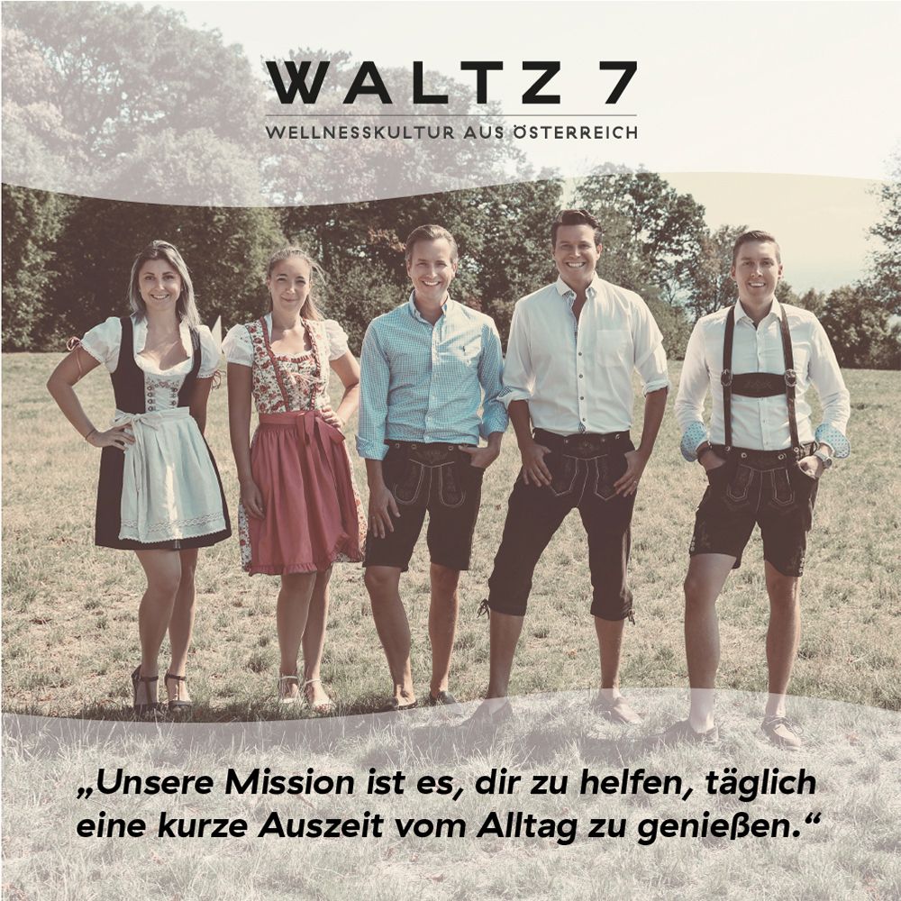 Équipe de WALTZ 7. Texte : Unsere Mission ist es, dir zu helfen, täglich eine kurze Auszeit vom Alltag zu genießen.