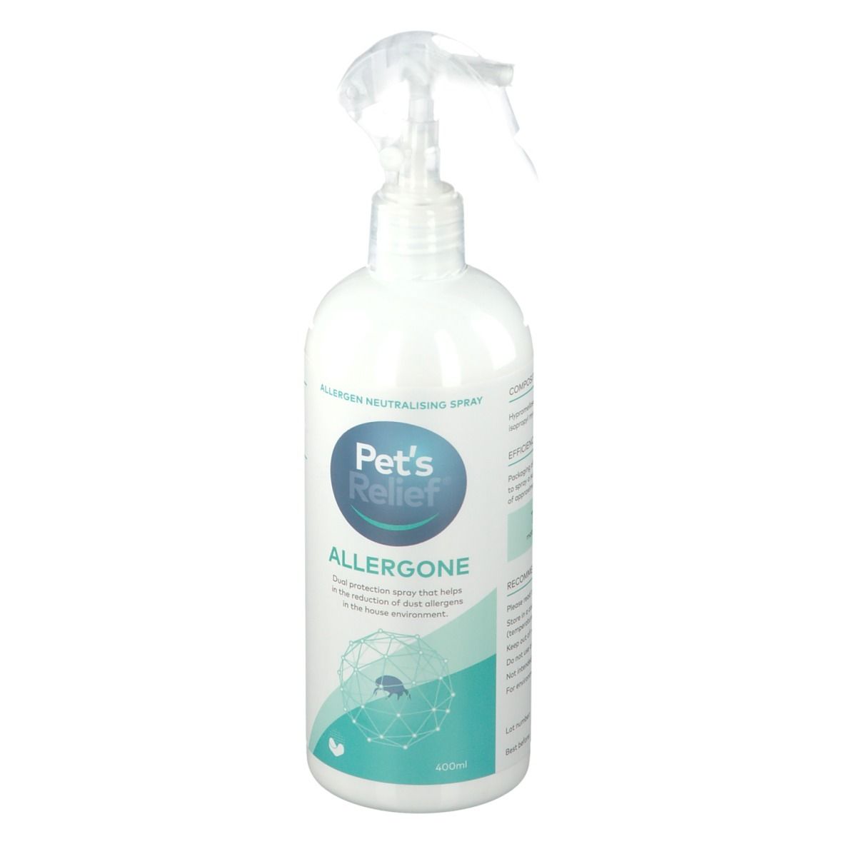 Flacon pulvérisateur Pet's Relief Allergone de 400 ml.