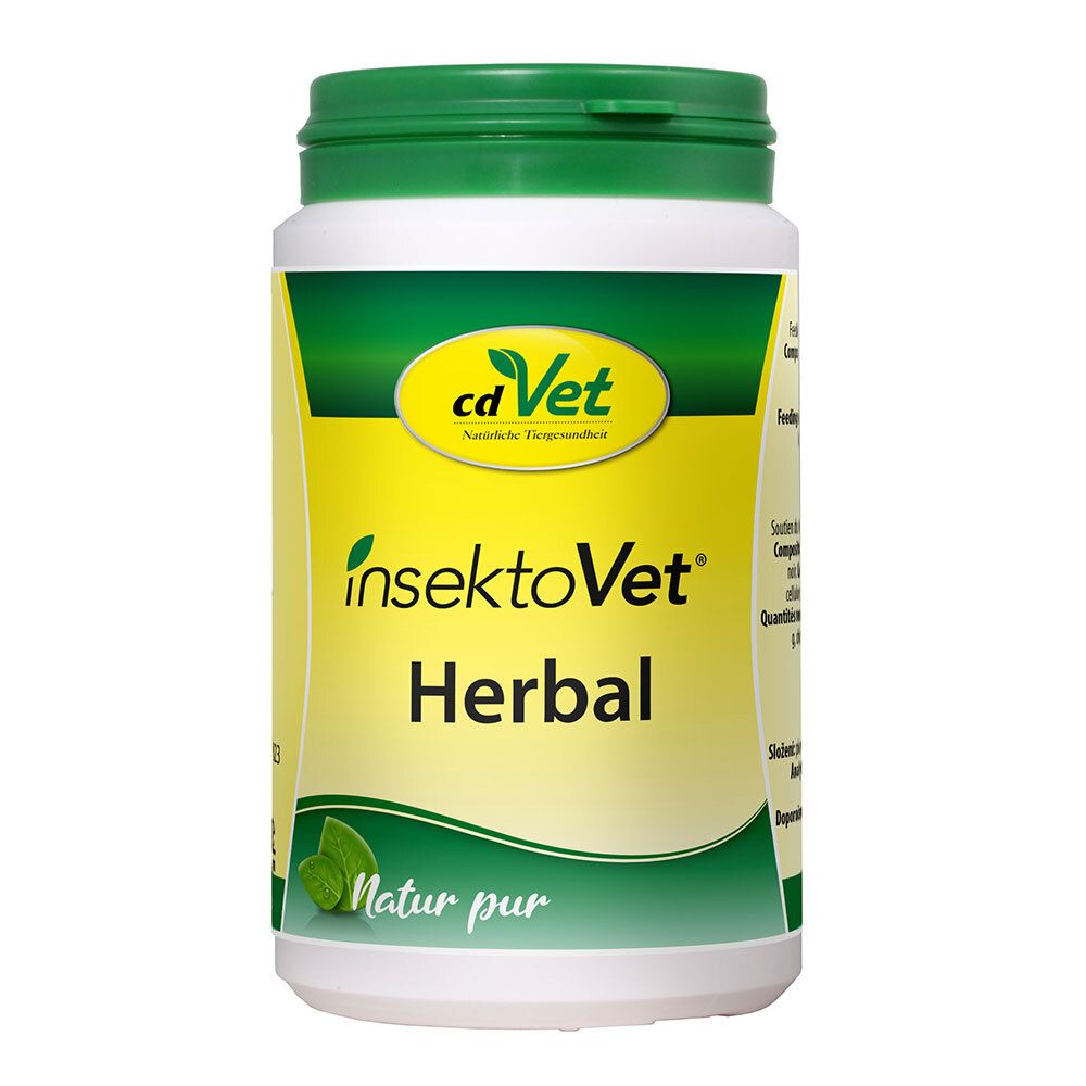 Boîte cdVet Insektovet Herbal, blanche avec étiquette jaune-verte.