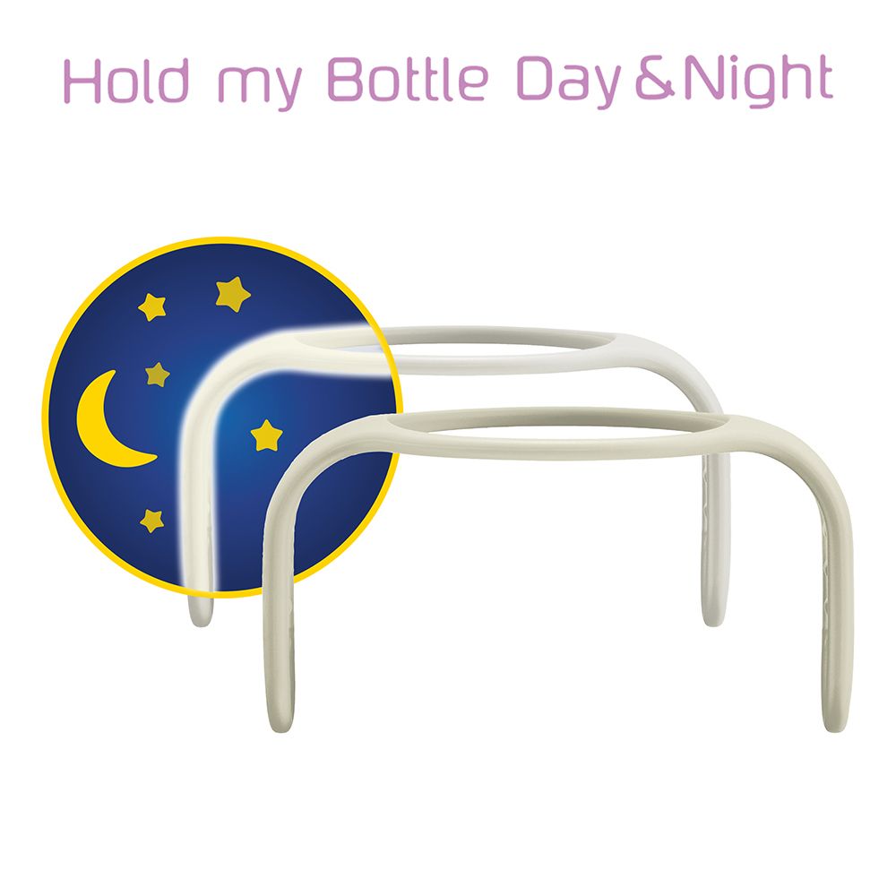 MAM Hold my Bottle Day & Night handgreep. Heldere, U-vormige houder met nachtlichtfunctie. Voor babyflessen.