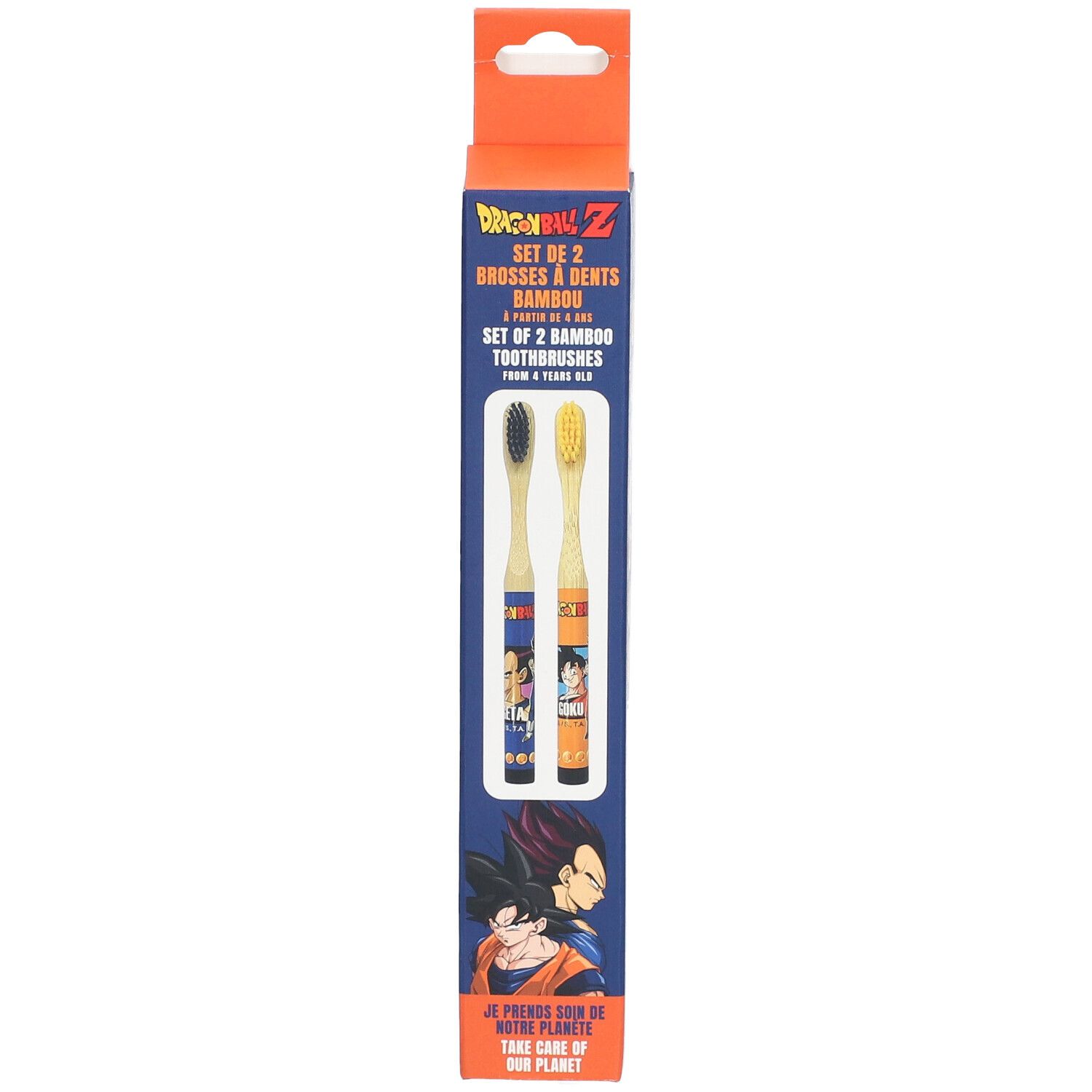 Set de 2 brosses à dents en bambou Dragon Ball Z, pour enfants dès 4 ans.