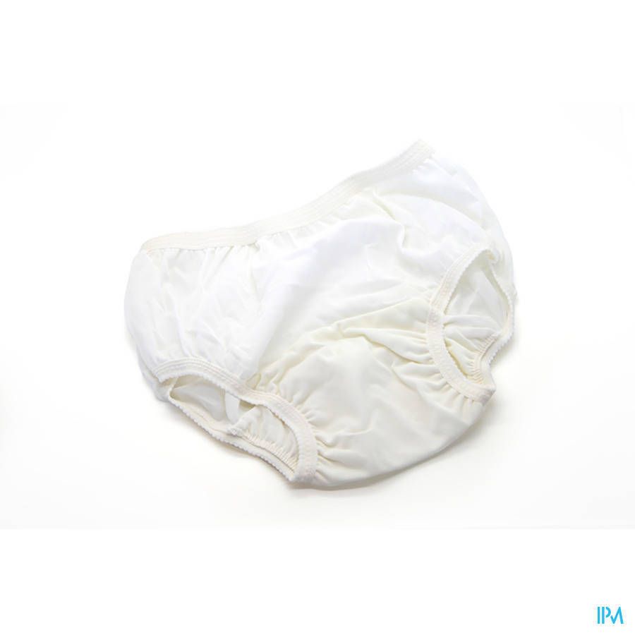 Culotte de règles blanche en nylon. Bords élastiques. Vue de dessus.
