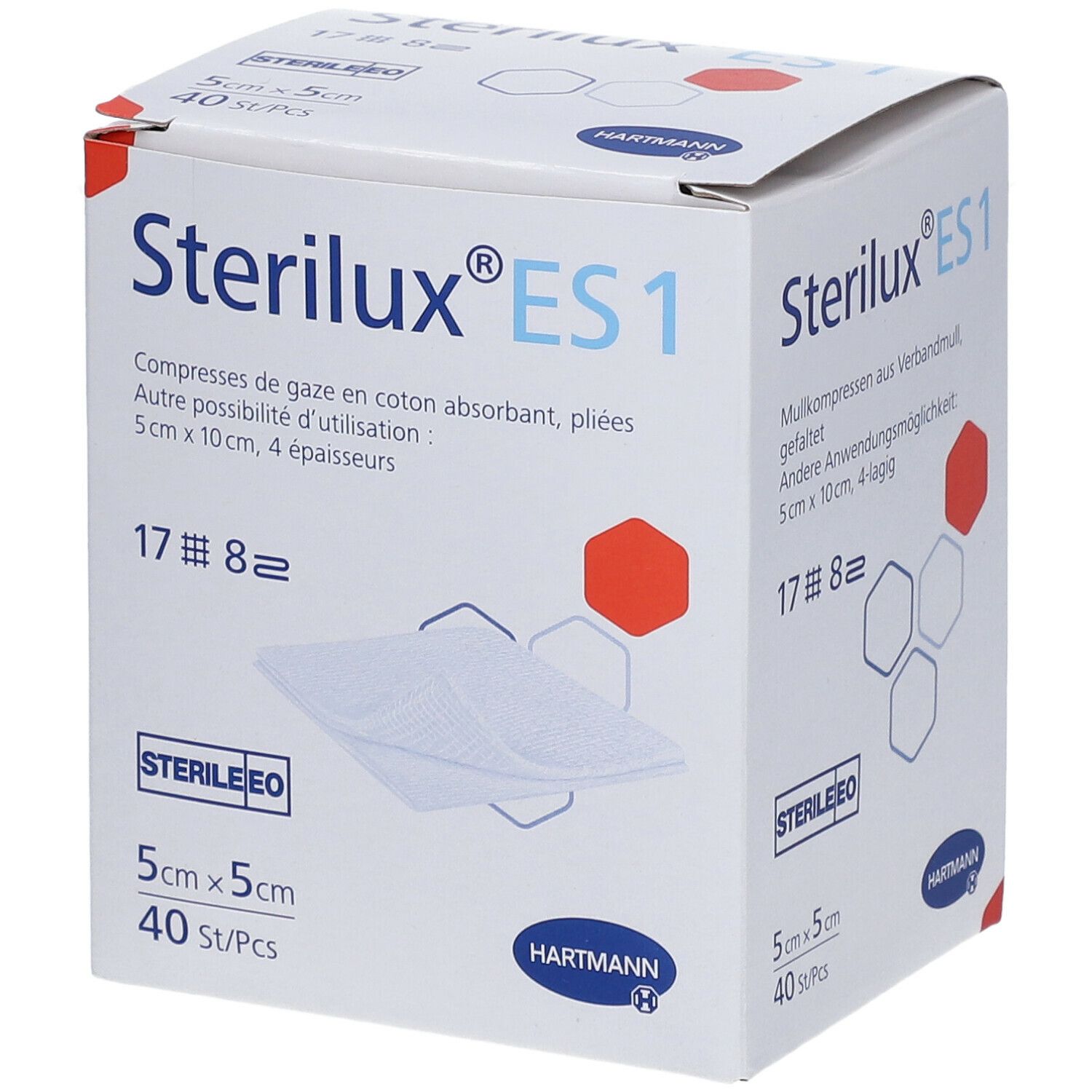 Hartmann Sterilux ES KP Stériles 8PL 5cm x 5cm