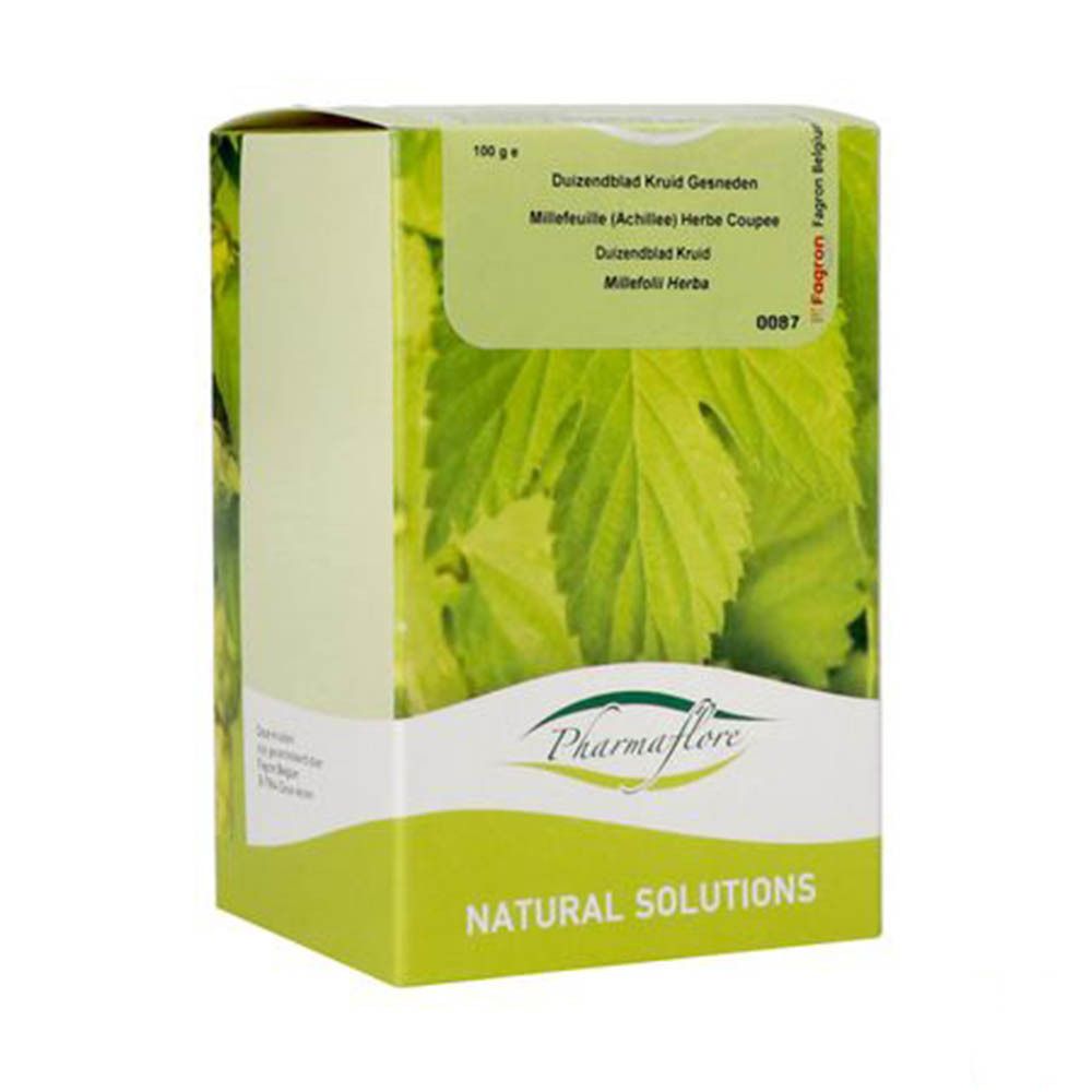 Boîte en carton avec nom du produit et logo Pharmaflore. Design vert et blanc. Contient 100 g.