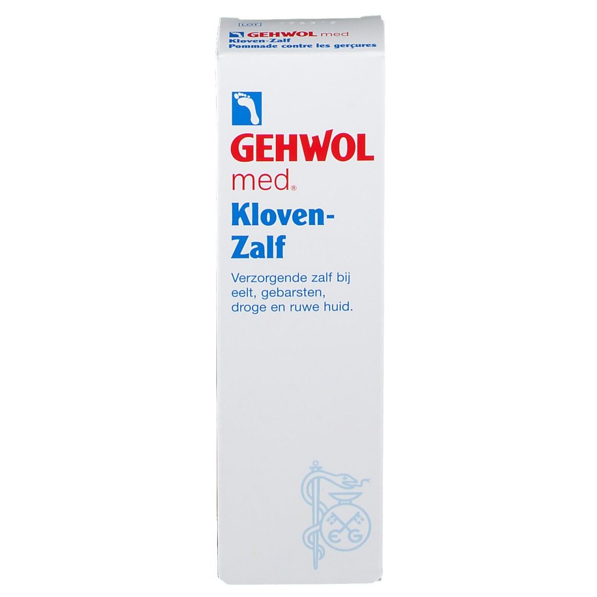 Productverpakking. Tekst in het Duits en Nederlands. Witte achtergrond. Productnaam en logo.