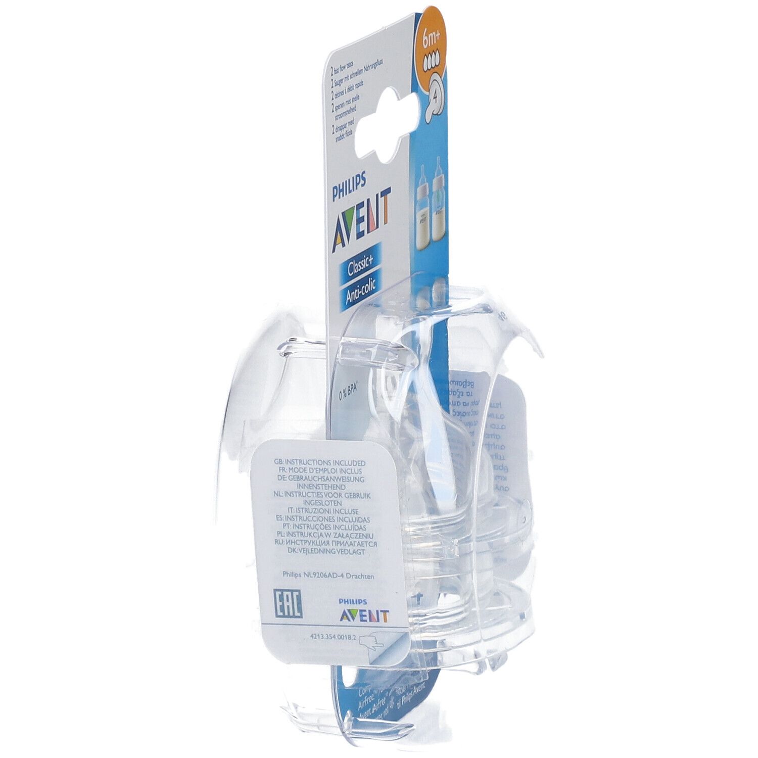 Philips Avent Classic+ Tétine Fast 4 Trous SCF634/27