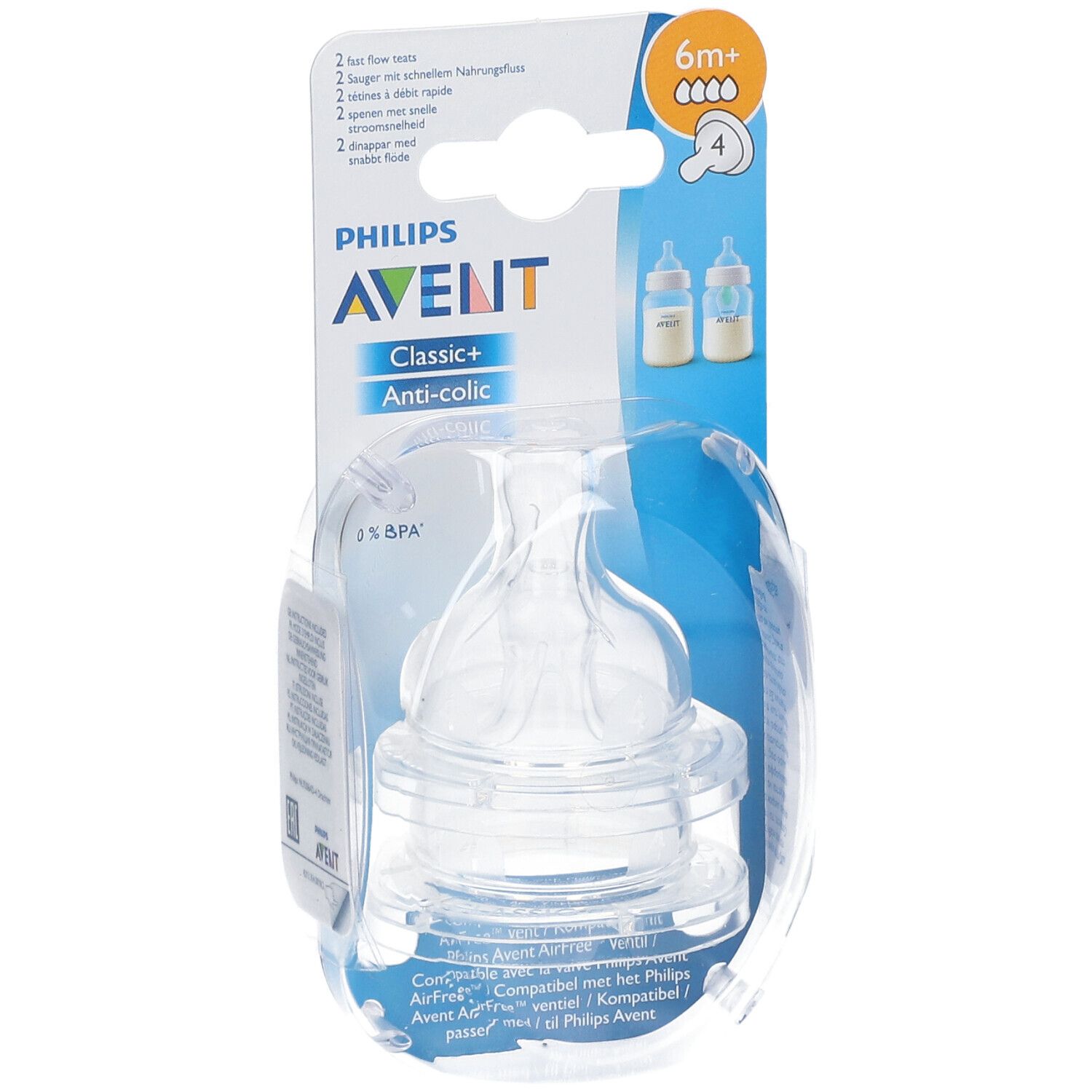 Philips Avent Classic+ Tétine Fast 4 Trous SCF634/27