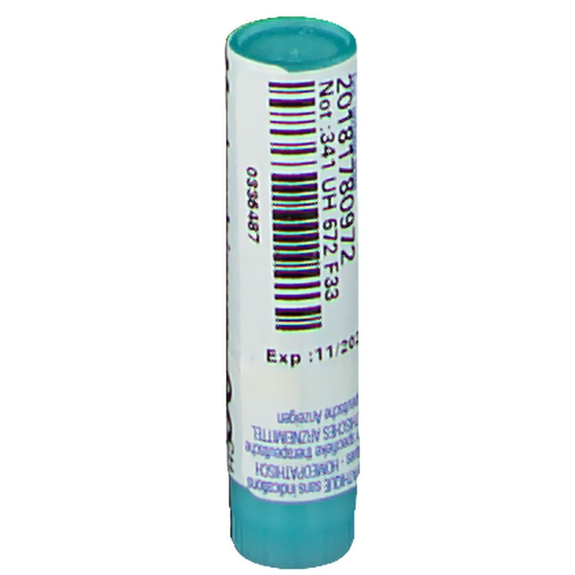 Tube cylindrique. Code-barres et numéro de lot visibles. Date d'expiration: 11/2023.