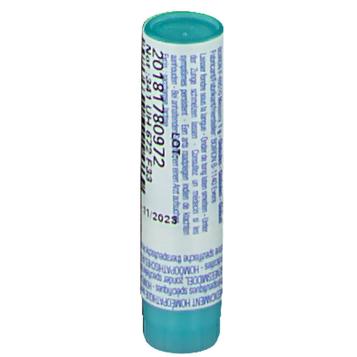 Tube cylindrique. Numéro de lot et texte multilingue. Date d'expiration: 11/2023.
