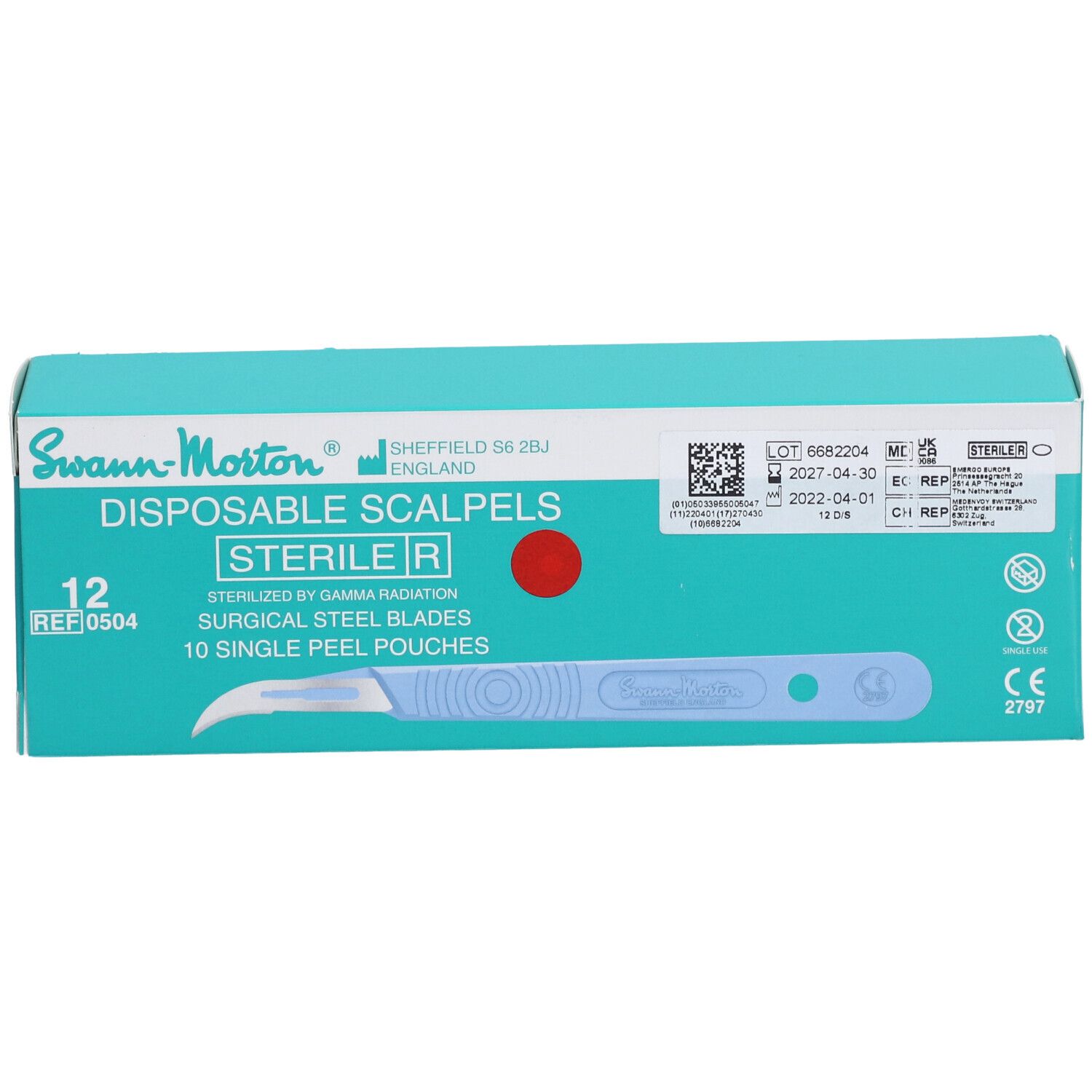 Swann Morton Scalpel Disponible Étoile Nr12