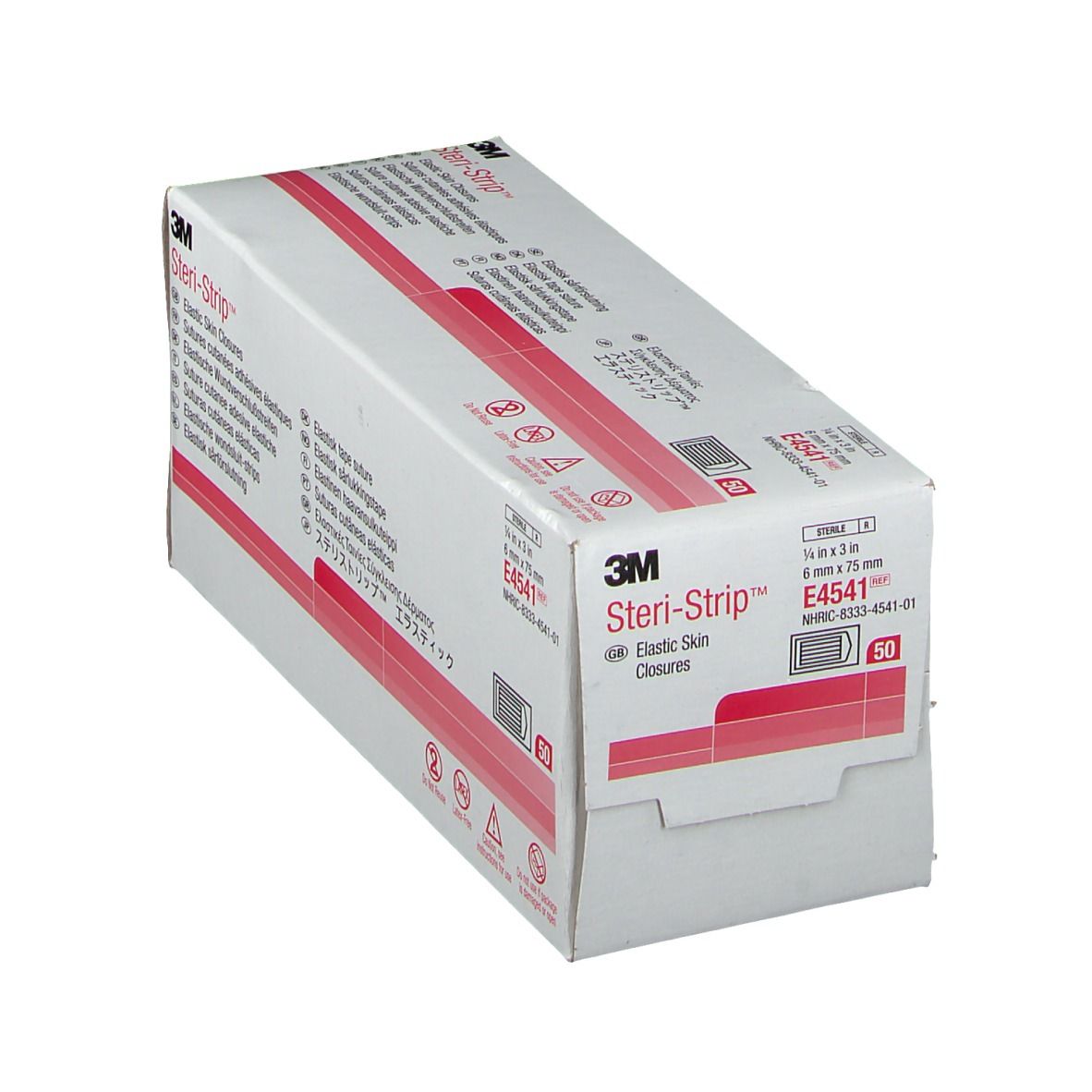 3M Steri-Strip doos. Bevat elastische wondsluitstrips. Afmeting: 6 mm x 75 mm. 50 stuks. Productinformatie.