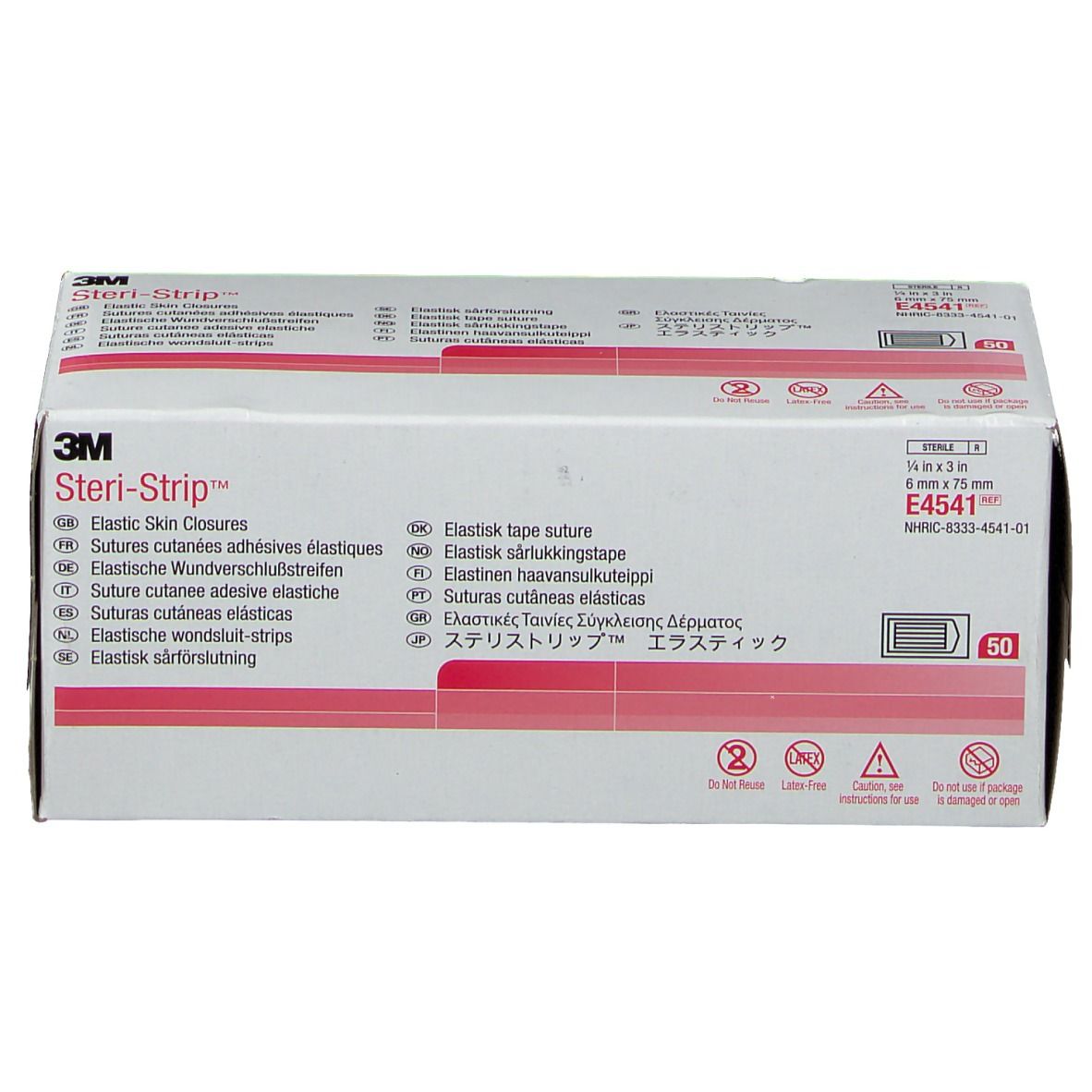 3M Steri-Strip doos. Bevat elastische wondsluitstrips. Afmeting: 6 mm x 75 mm. 50 stuks. Productinformatie.