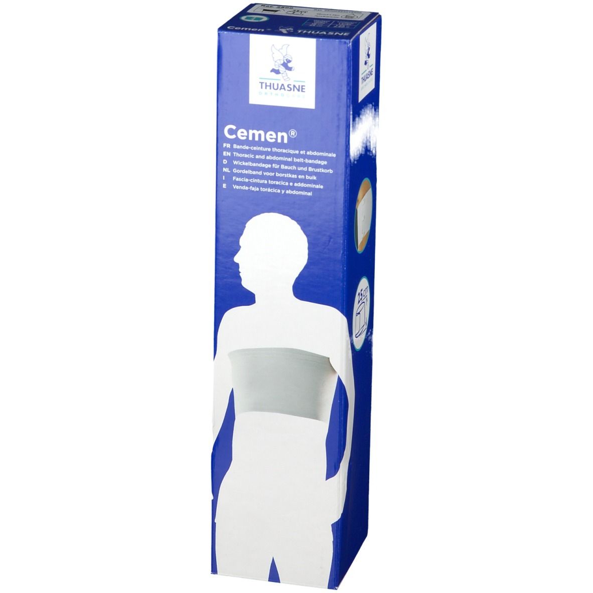 Cemen Bande Ceinture Thorax-Ventre Blanc 25cm x 1.25m