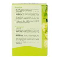 Boîte verte, dos avec texte en néerlandais et français. Contient des instructions de préparation.
