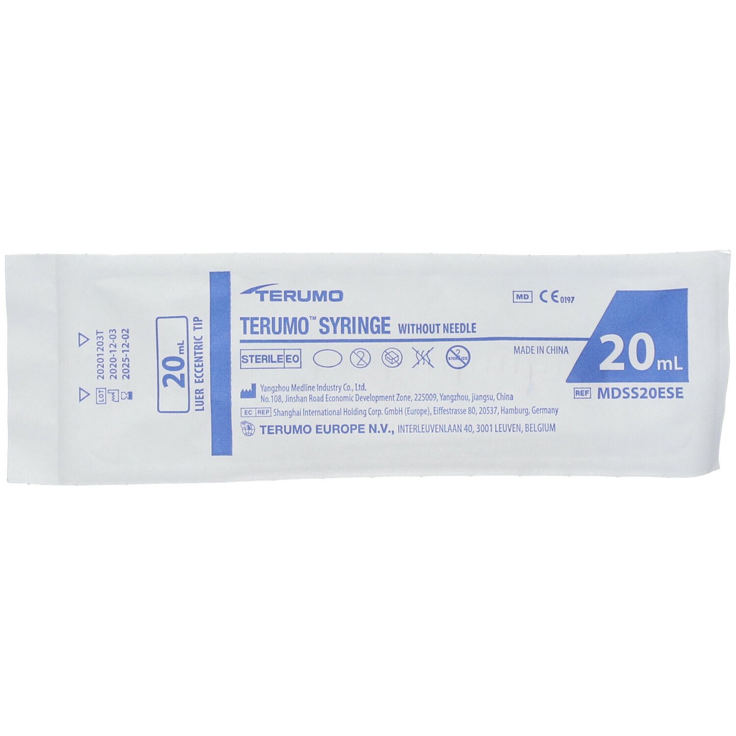 Seringue Jetable 20 ml Terumo Sans Aiguille Luer Ss-20e