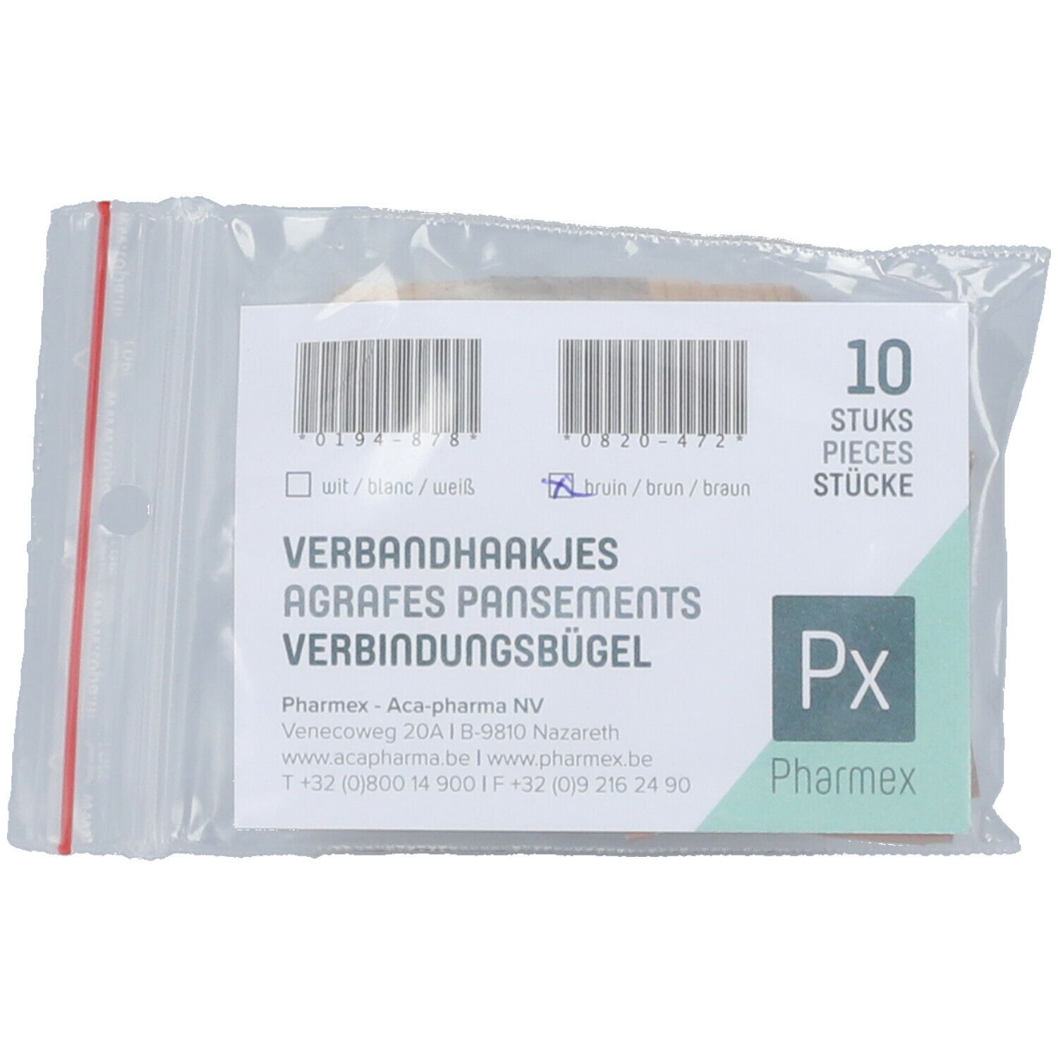 Pharmex Agrafes Pansement Brun