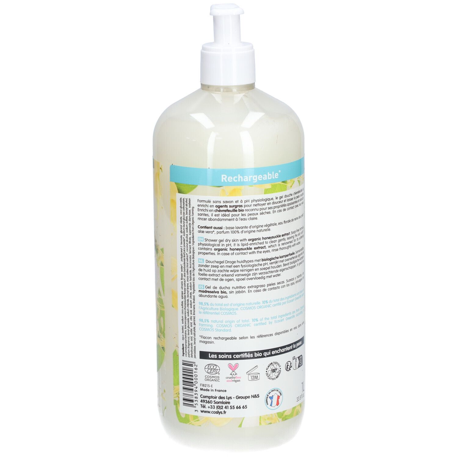 Coslys Gel Douche Nourrissant Surgras Peaux Sèches Chèvrefeuille