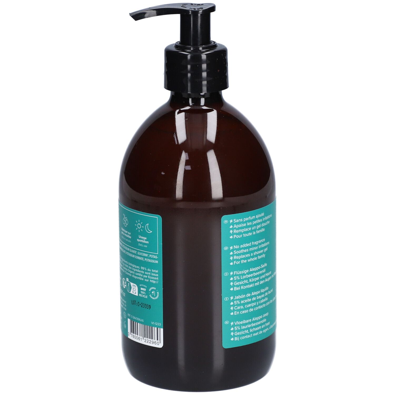 Najel Savon D'Alep Liquide Visage Et Corps Huile D'Olive Et Huile De Baies De Laurier 5% Bio