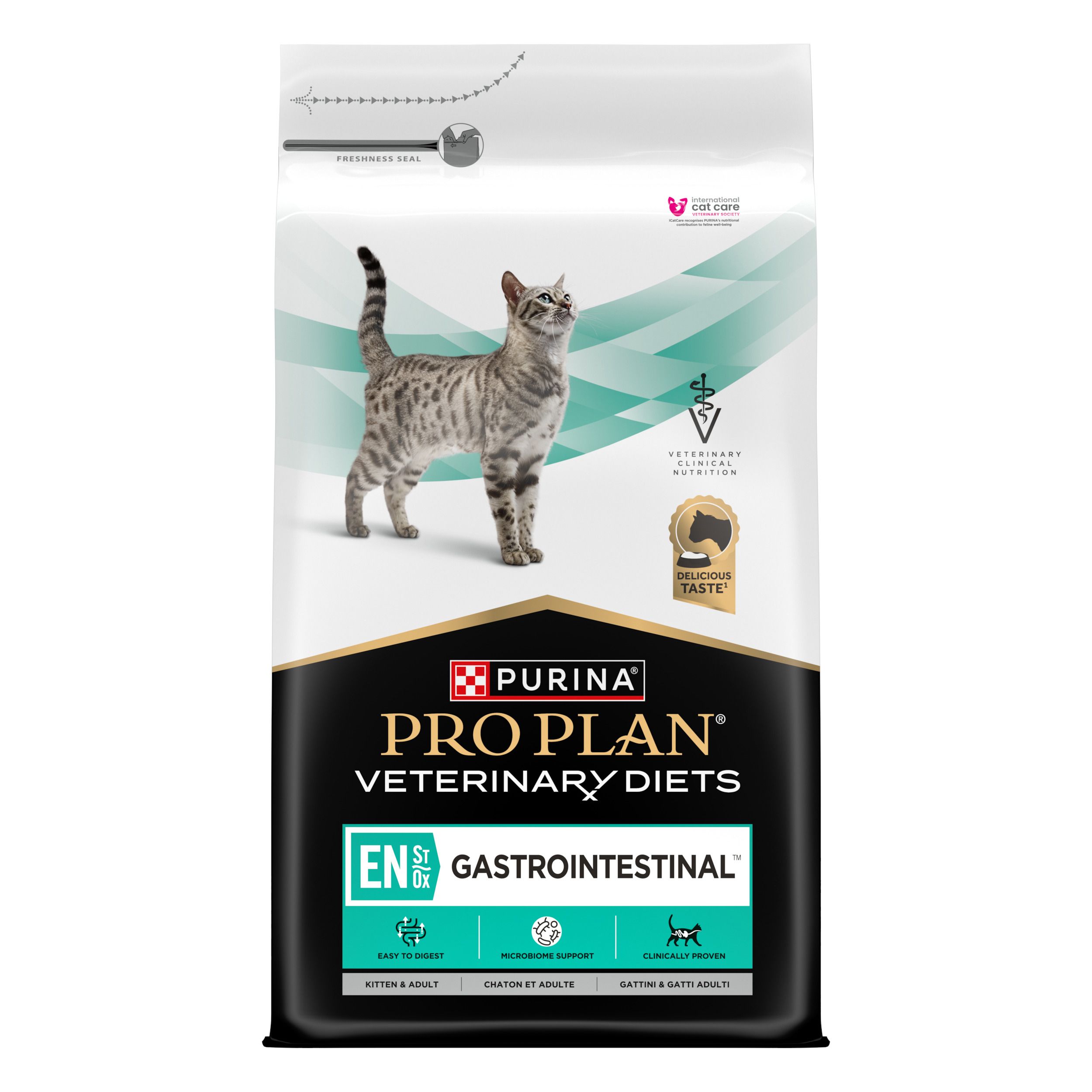 Voorkant van een 5kg zak Pro Plan Veterinary Diets Feline EN Gastrointestinal kattenvoer.