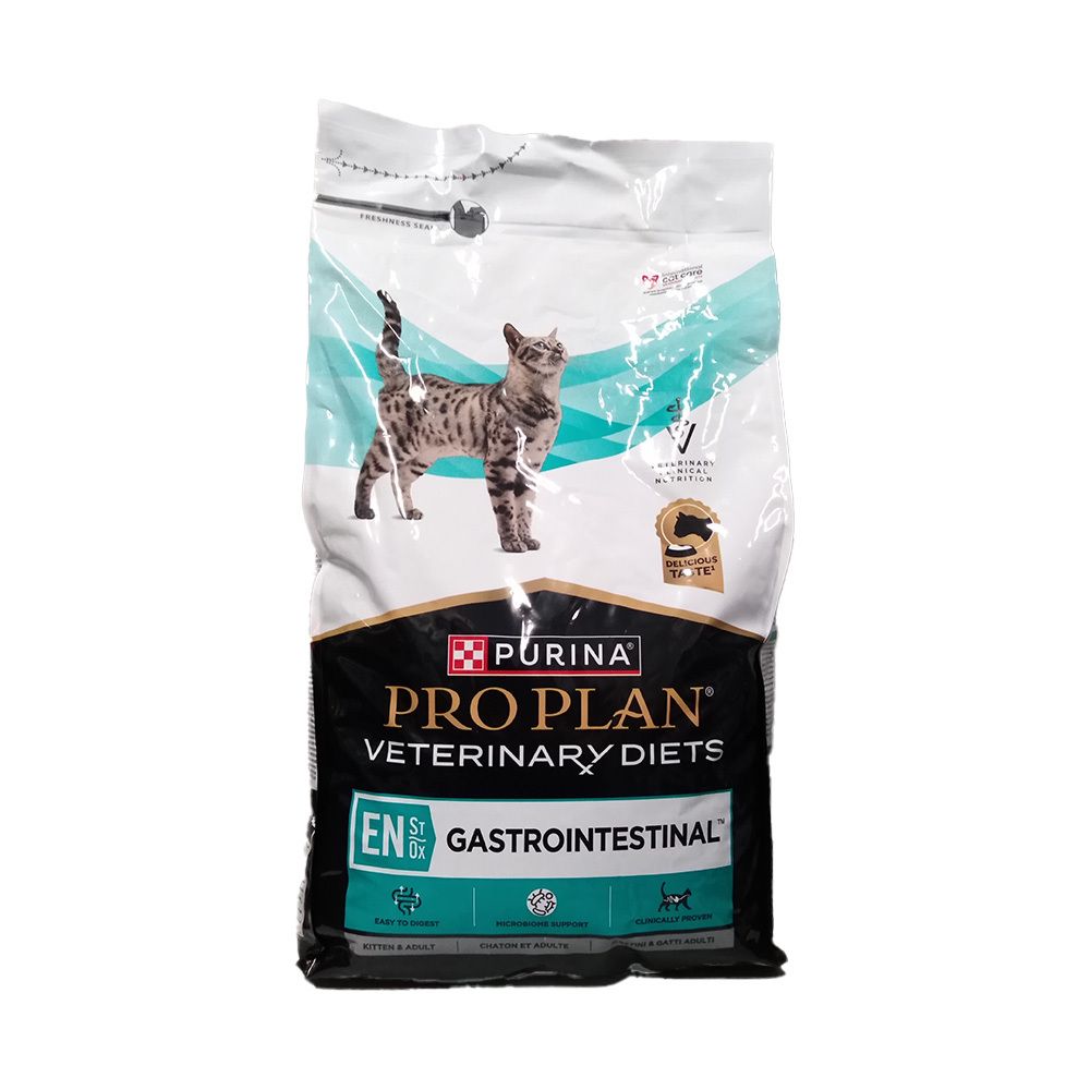 Avant d'un sac de 5kg de croquettes Pro Plan Veterinary Diets Feline EN Gastrointestinal pour chats.
