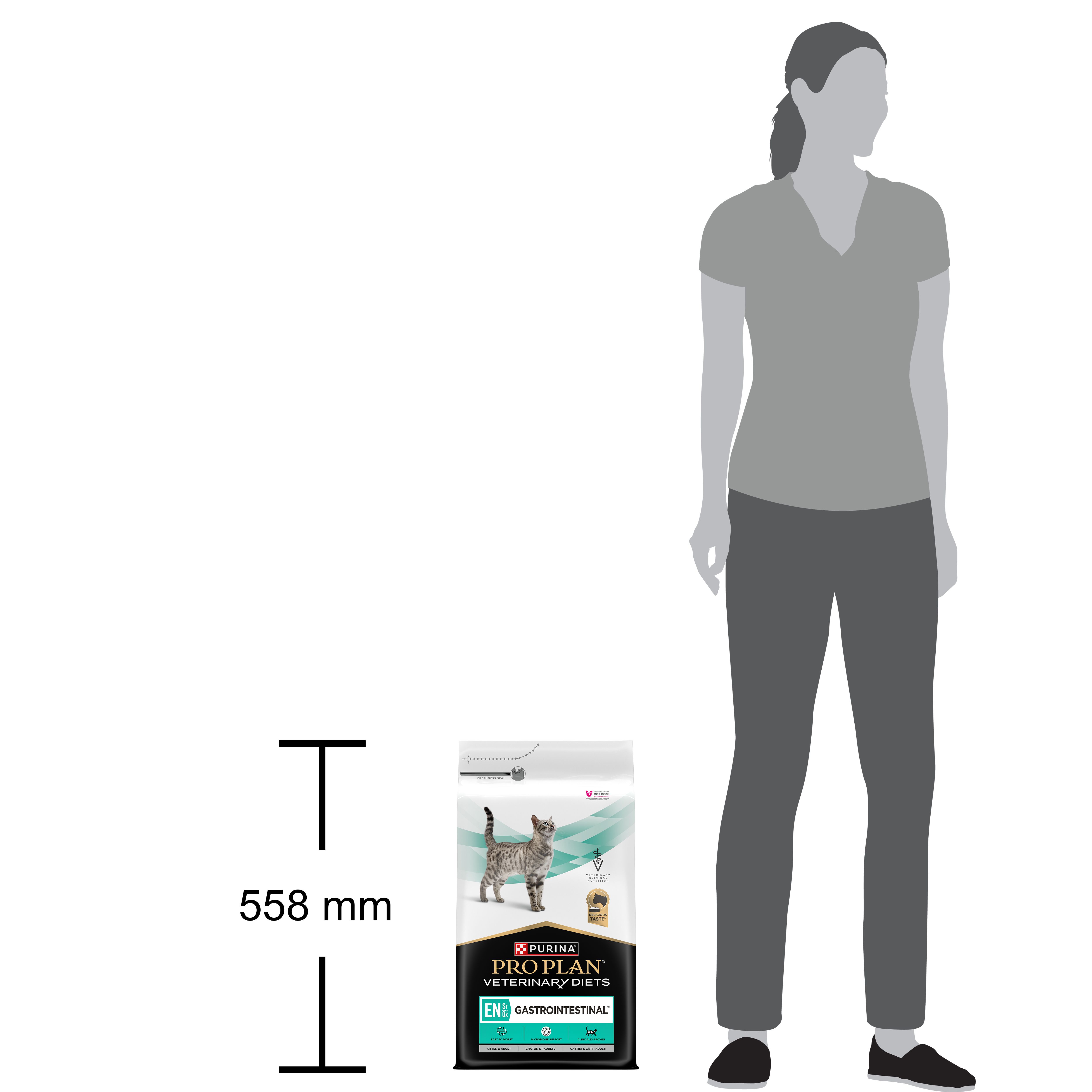 Voorkant van een 5kg zak Pro Plan Veterinary Diets Feline EN Gastrointestinal kattenvoer.
