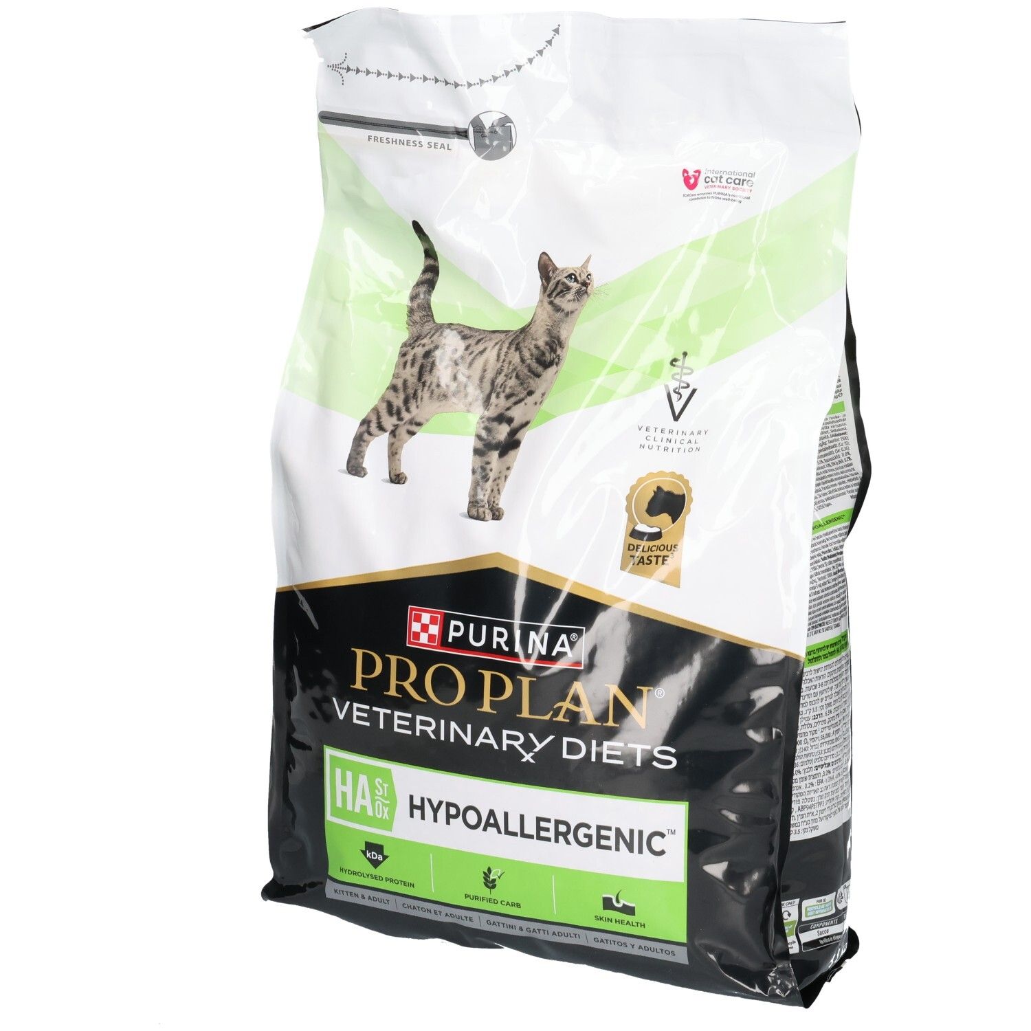 Zak Purina Pro Plan Veterinary Diets HA Hypoallergenic kattenvoer met kat.
