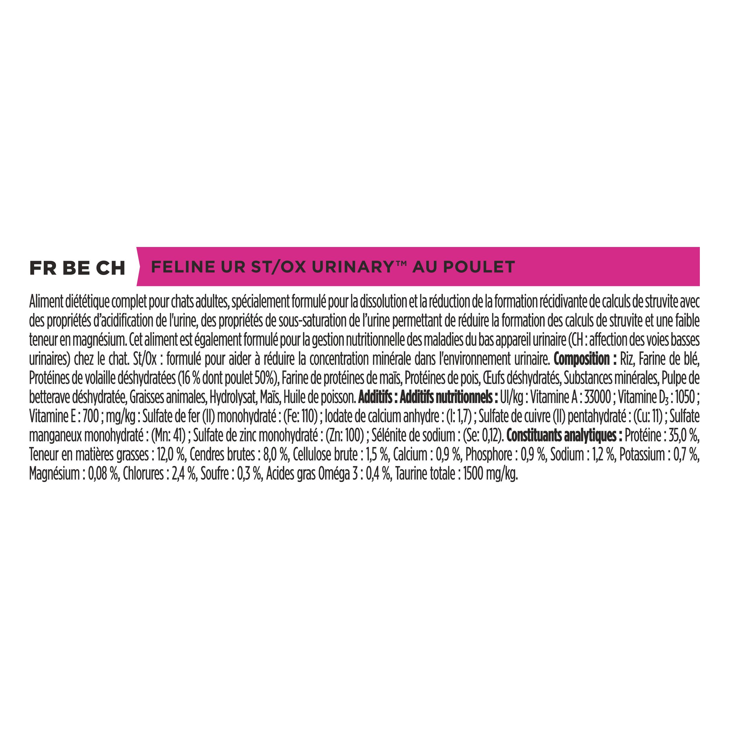 Sac de nourriture sèche pour chats. Marque : Purina Pro Plan Veterinary Diets. Inscription : UR Urinary.