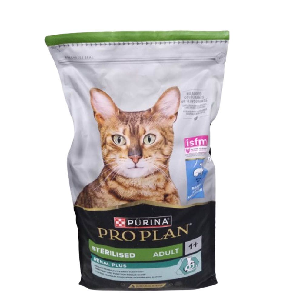 Purina Pro Plan droogvoerzak voor gesteriliseerde katten. Voorkant met kattenfoto, productnaam en logo.