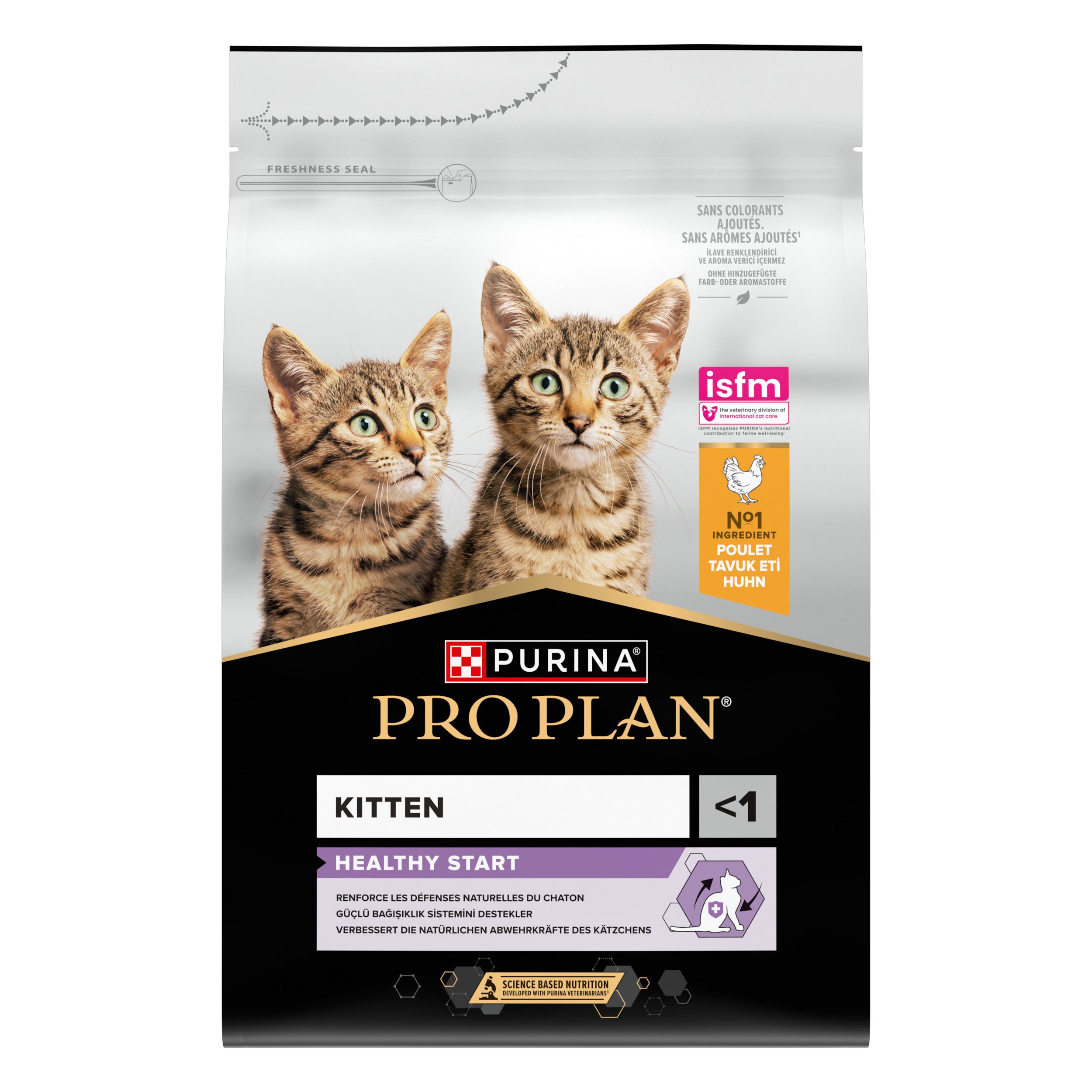 Zak kattenvoer. Twee kittens op de voorkant. Merk: Purina Pro Plan Kitten Healthy Start.