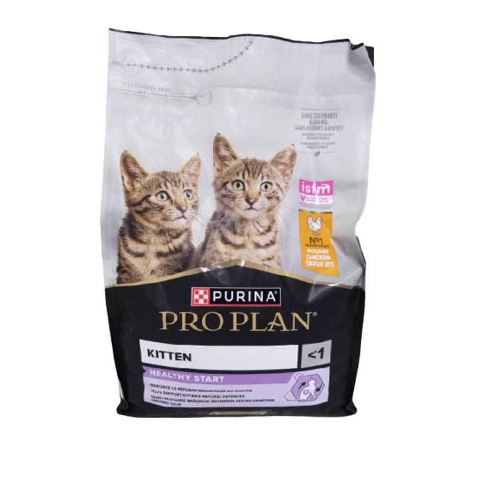 Zak kattenvoer. Twee kittens op de voorkant. Merk: Purina Pro Plan Kitten Healthy Start.