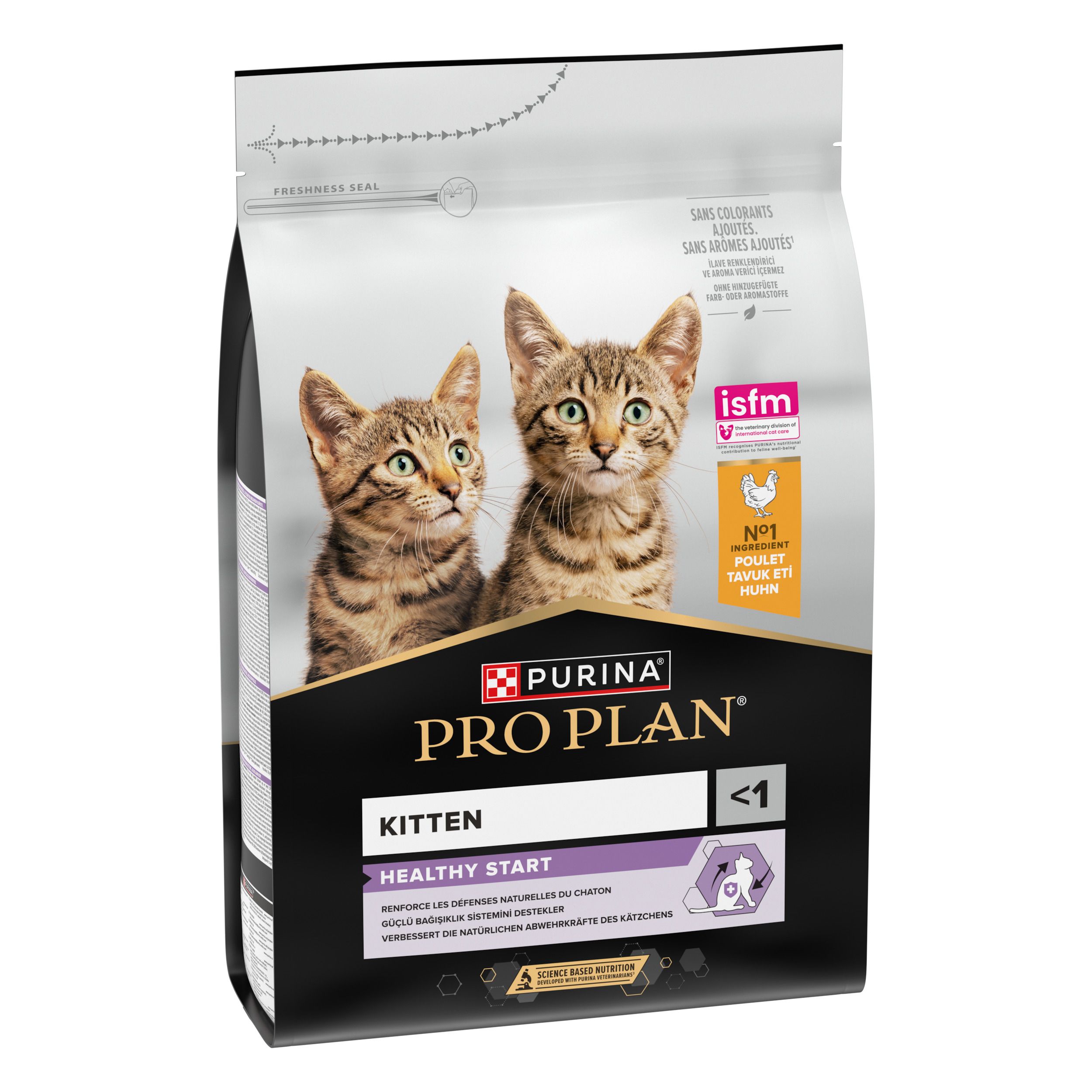 Zak kattenvoer. Twee kittens op de voorkant. Merk: Purina Pro Plan Kitten Healthy Start.