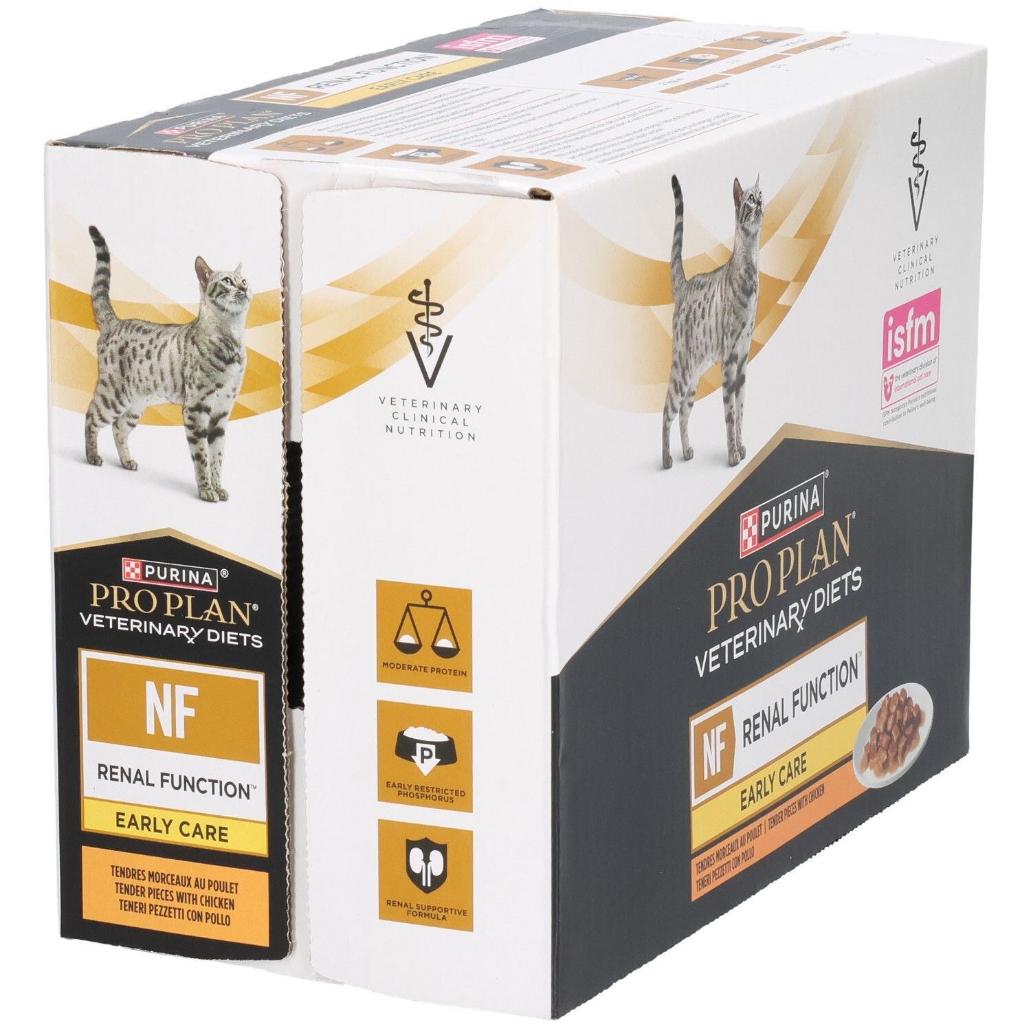 Doos kattenvoer. Merk: Purina Pro Plan Veterinary Diets. Opschrift: NF Renal Function Early Care.