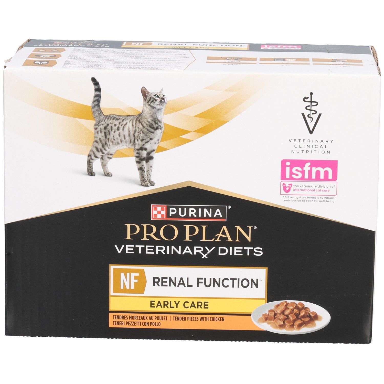 Doos kattenvoer. Merk: Purina Pro Plan Veterinary Diets. Opschrift: NF Renal Function Early Care.