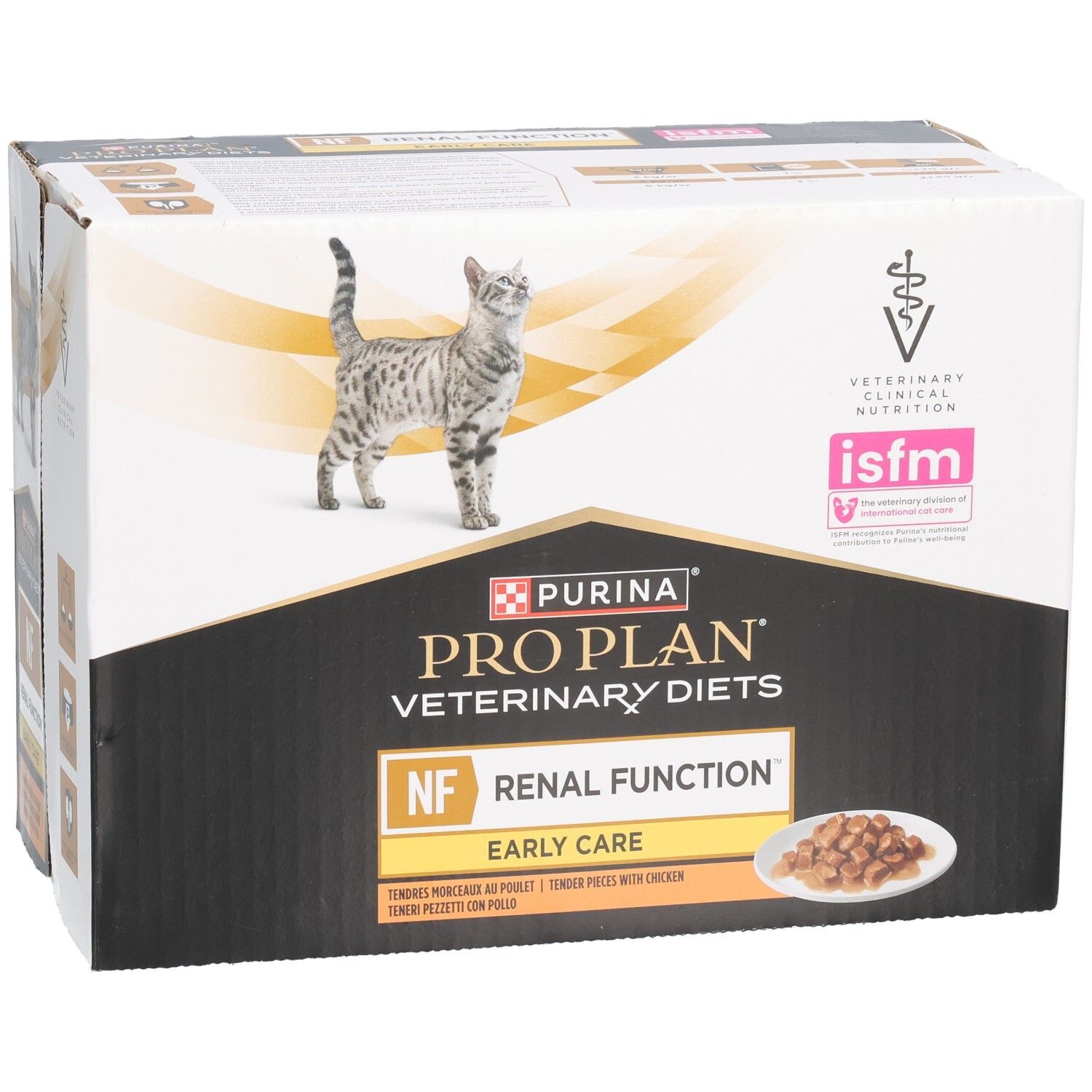 Doos kattenvoer. Merk: Purina Pro Plan Veterinary Diets. Opschrift: NF Renal Function Early Care.