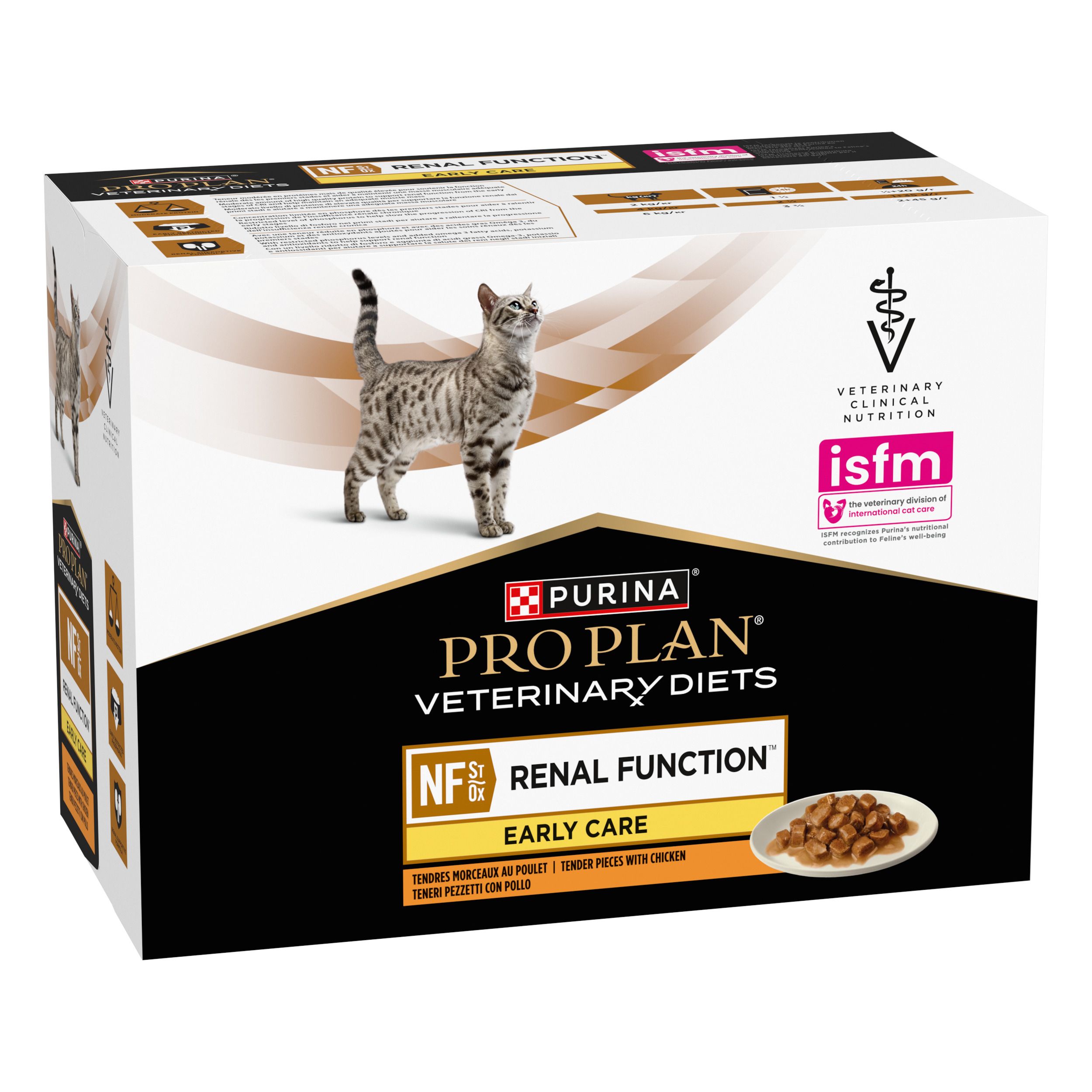 Doos kattenvoer. Merk: Purina Pro Plan Veterinary Diets. Opschrift: NF Renal Function Early Care.